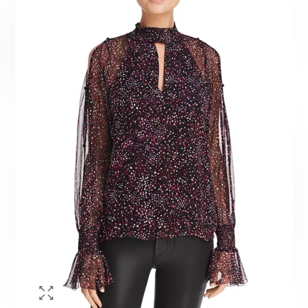Parker Sabrina Confetti-Print Silk Blouse Sz Small CottageCore Peasant ASO TV